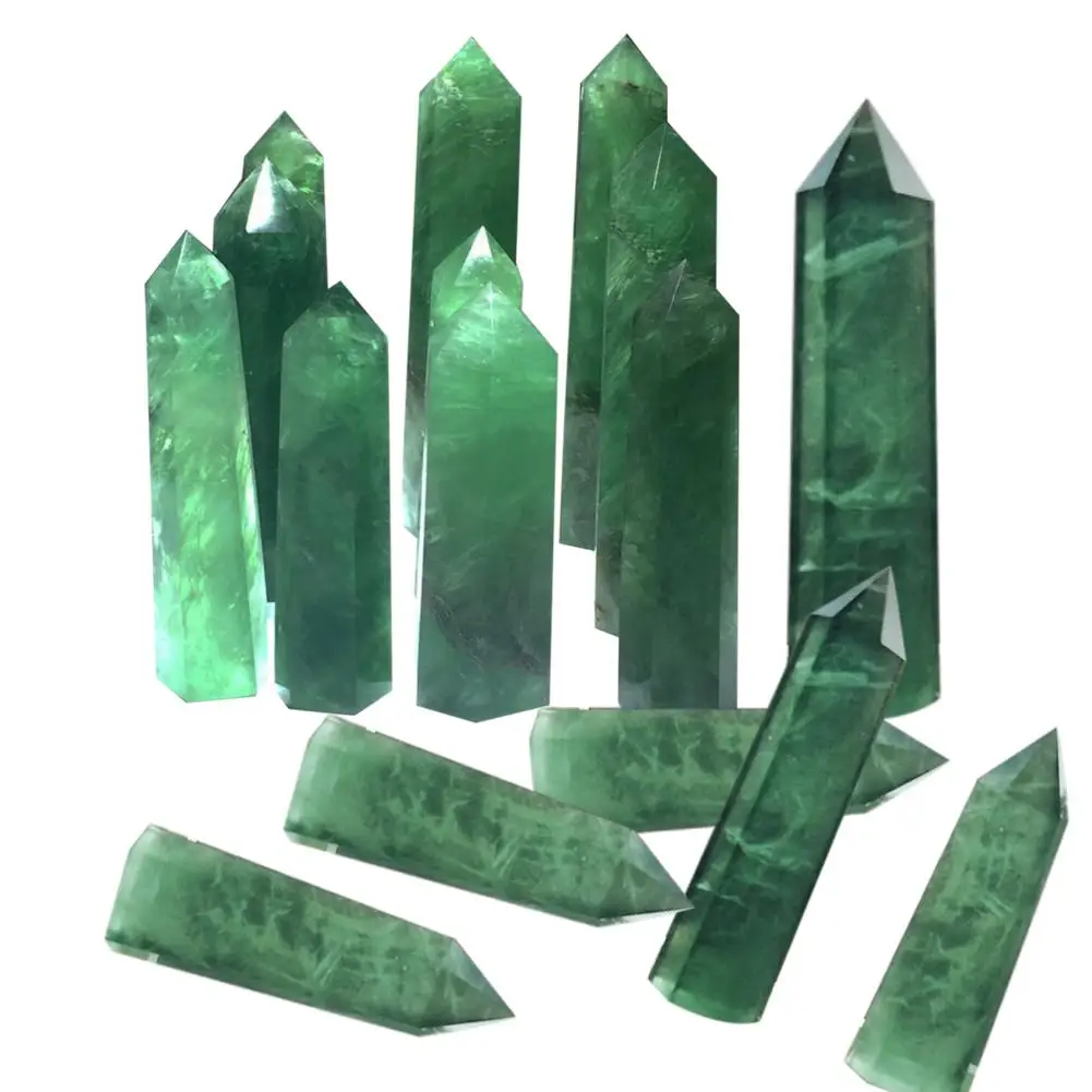 

Quartz Stone100% Natural Fluorite Green Fluorite Crystal Column Ornament Hexagonal Wand Decoration With A Single Pointed Tip