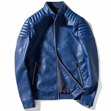 Мандарин Воротник Мода Slim Fit винно-красная кожаная куртка мужская мотоциклетная байкерская куртка мужская черная бордовая темно-синяя