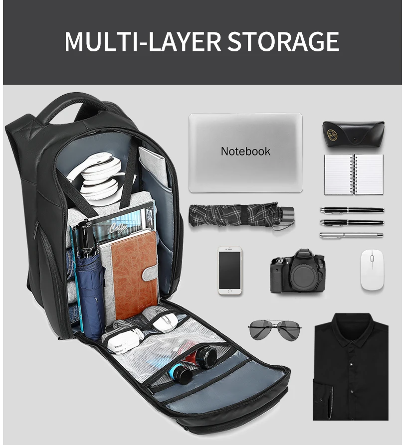 NIGEER Противоугонный рюкзак для мужчин, рюкзак для путешествий, используемый для 15,6 дюймового ноутбука, мульти-сумки с отделениями, мужские Mochila, водоотталкивающие деловые рюкзаки