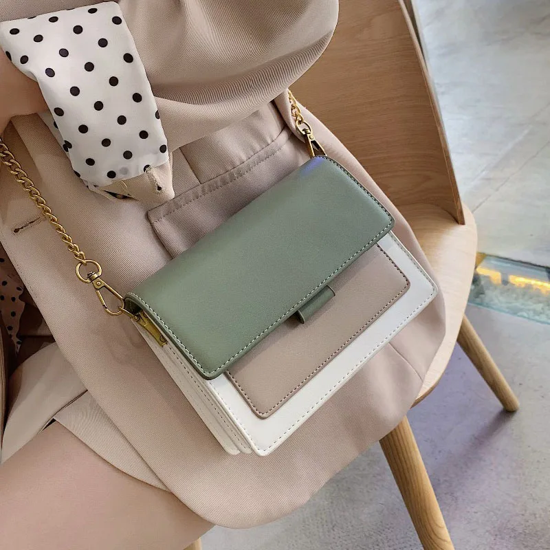 

Mini Leather Crossbody Bags For Women 2020 Green Chain Shoulder Simple Bag Lady Travel Purses and FashionHandbags Cross Body Bag