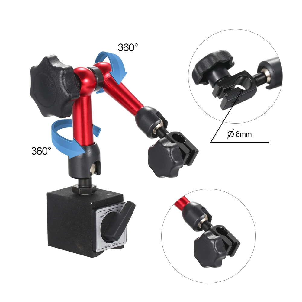 

Hot Mini portable Magnetic Base Holder Iron Mini Flexible Bracket Tool with Double Adjustable Pole for Leverage Dial Indicator