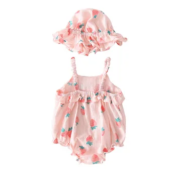 

Summer Dress Triangle Princess Suspenders Climbing Clothes One-piece Robe Baby Onesie New Born Baby Cotton Sleeveless Clothes