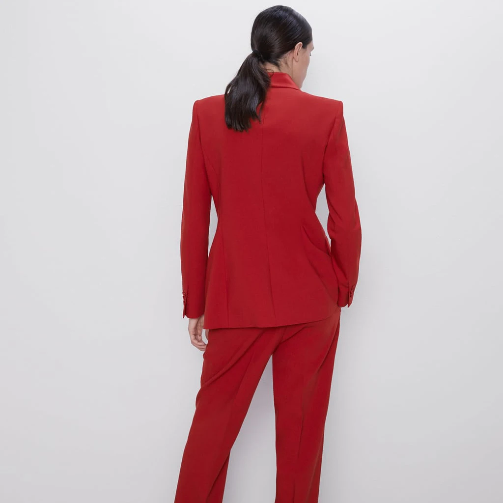 11.11 Newness Red Suit Coat Autumn Female Blezer Feminina ZA Women Clothing Casual Solid Slim Blazer Coat Wholesale