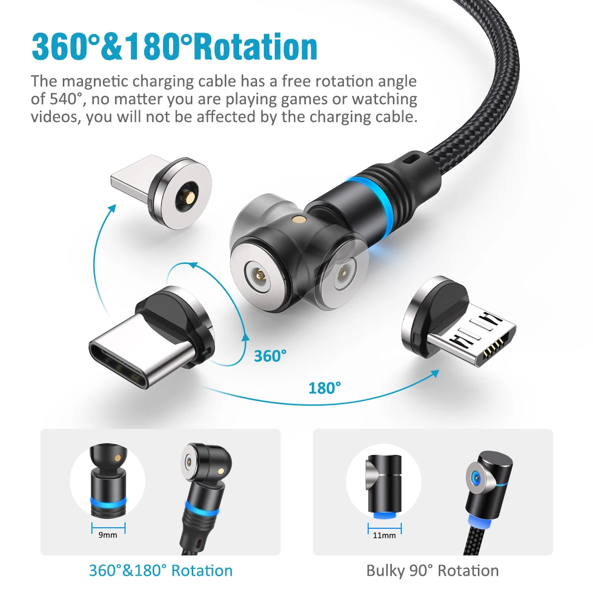 System-S Câble Micro USB Spirale 30-135 Cm - Charge Et Données - Prise Mâle USB-A Vers Micro USB