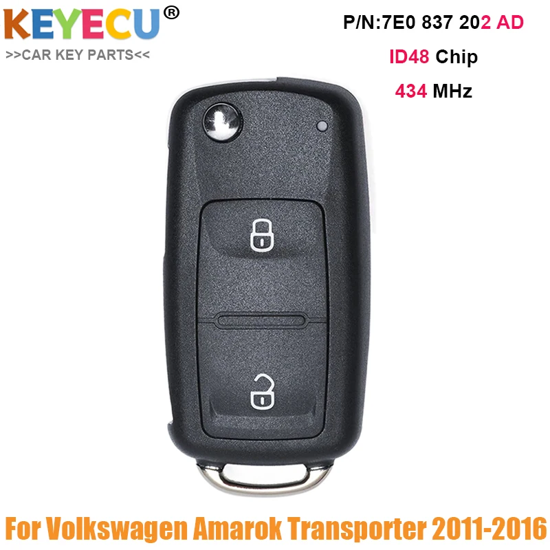 Remote Key Fob KEYECU 7E0837202AD for Volkswagen Amarok Transporter 2010 2012 2013 2014 2015 5FA010185-02 434MHz ID48 Chip car remote key,car key