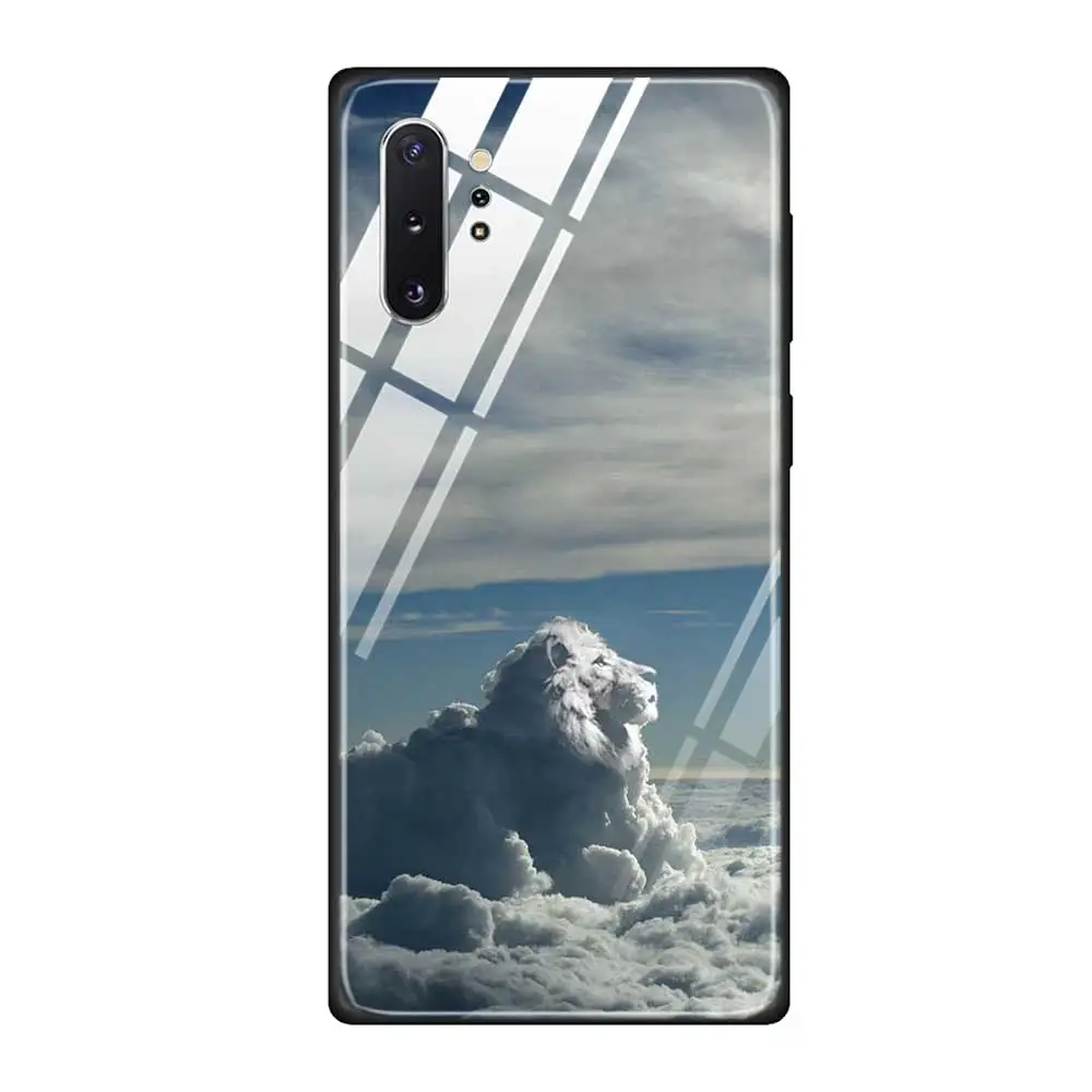 T13 Чехол для телефона из закаленного стекла для Samsung Galaxy S10 S10E S9 S8 Note 9 10 105G Plus A50 A30 TPU Мягкий край чехол абстрактный тигр на Moo - Цвет: T13