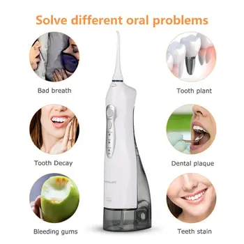 

3 Modes Cordless Oral Irrigator Portable Water Dental Flosser USB Rechargeable Water Jet Floss Tooth Pick 5 Jet Tips 300ml