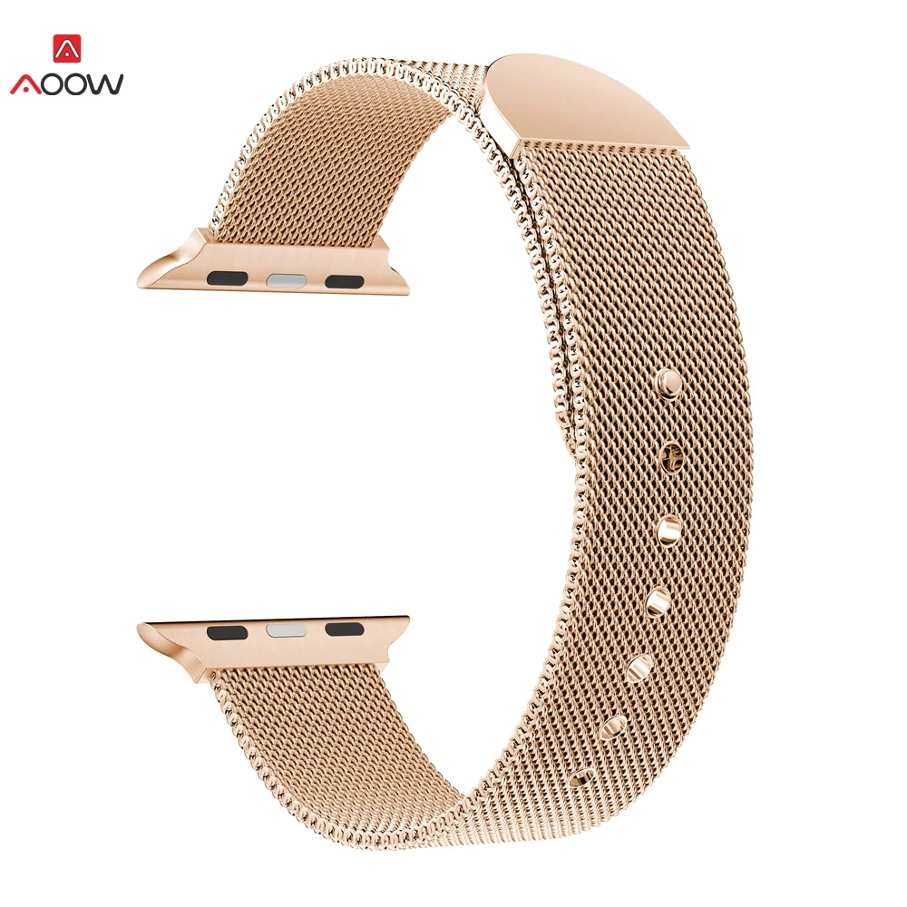 AOOW Магнитный Миланский ремешок для Apple Watch 42 мм 38 мм 44 мм 40 мм для i watch 5 4 3 2 1 ремешок из нержавеющей стали - Цвет ремешка: rosegold