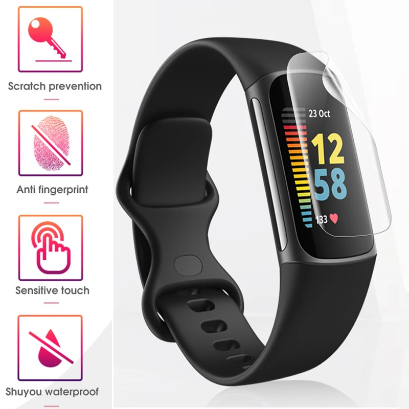 

4pcs/lot Screen Protector Film For Fitbit Charge 5 Hydraulic Protective Films Clear Transparent Soft Full Cover no Bubbles New