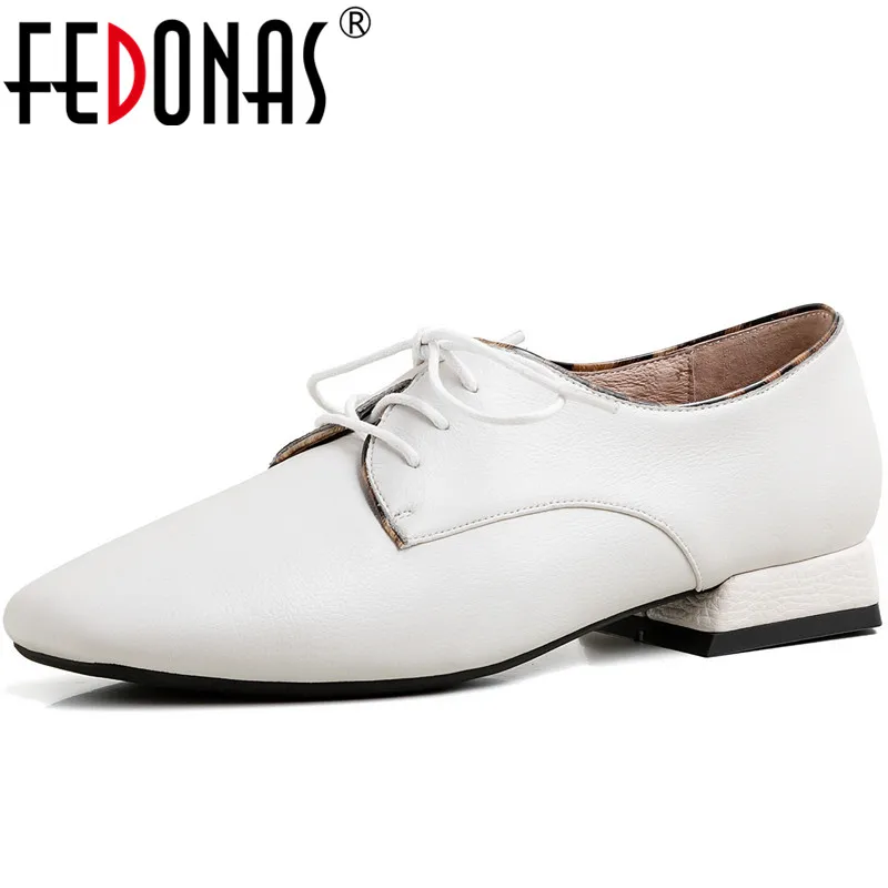

FEDONAS Women Patent Leather Casual Shoes Basic Shoes Spring Summer Lace Up Square Toe Brand Design 2020 Shoes Woman