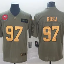 Стилизованный, мужской Сан-Франсиско# 49ers Nick Bosa 97 Джерси оливковый/золотой