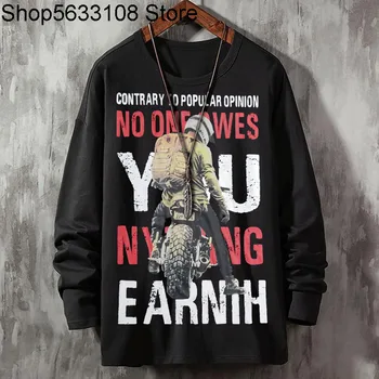 

2020 Autumn Fat Round Neck Leisure Loose T Shirt Personality Plus Fat plus Printing Backing Shirt