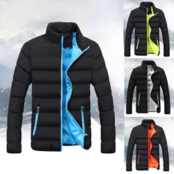 Men Jacket Winter Warm Slim Fit Thick Bubble Coat 2021 New Fashion Solid Color Stand-collar Padded Jackets Plus Size M-6XL