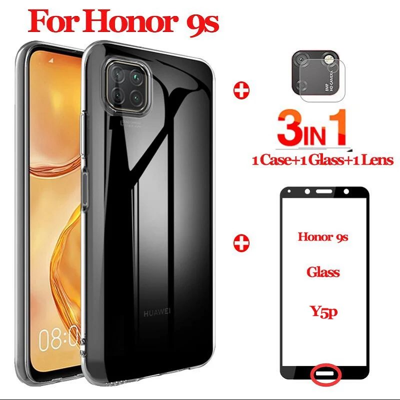 3 в 1 закаленное стекло + Прозрачный чехол для honor 9s 5 45 дюймов защита экрана honor9s DUA