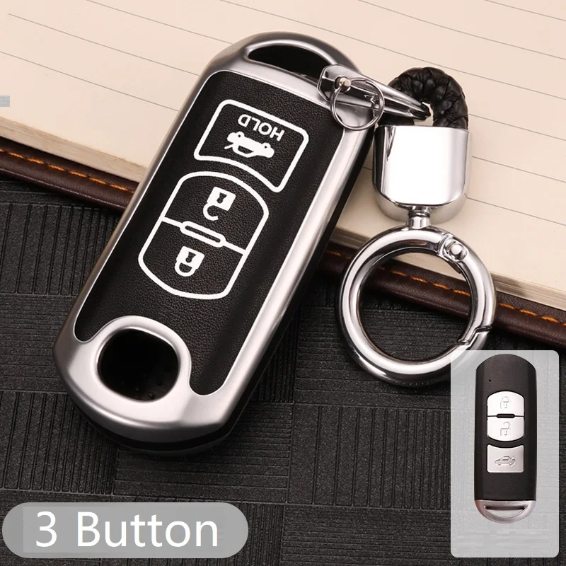 3button silver Цинковый сплав+ светящийся автомобильный чехол для дистанционного ключа для Mazda 2 3 6 Demio CX-3 CX-5 CX-7 CX8 CX-9 MX5 Axela Atenza 2/3 кнопки - Название цвета: 3button silver