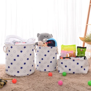 

1pc Star Printing Laundry Hamper Children's Toy Storage Bag Storage Basket Collapsible Laundry Basket 2 Styles