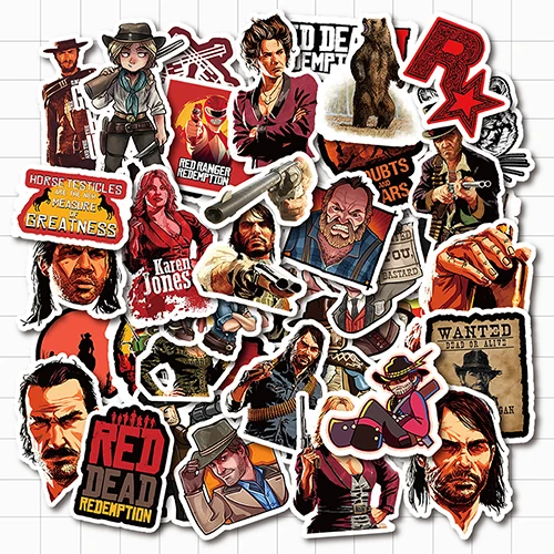 VANMAXX 50 шт. RDR2 Приключения игры граффити наклейки водонепроницаемый ПВХ наклейка для ноутбука Бутылка Воды Шлем велосипедный багаж автомобиля - Цвет: RDR2