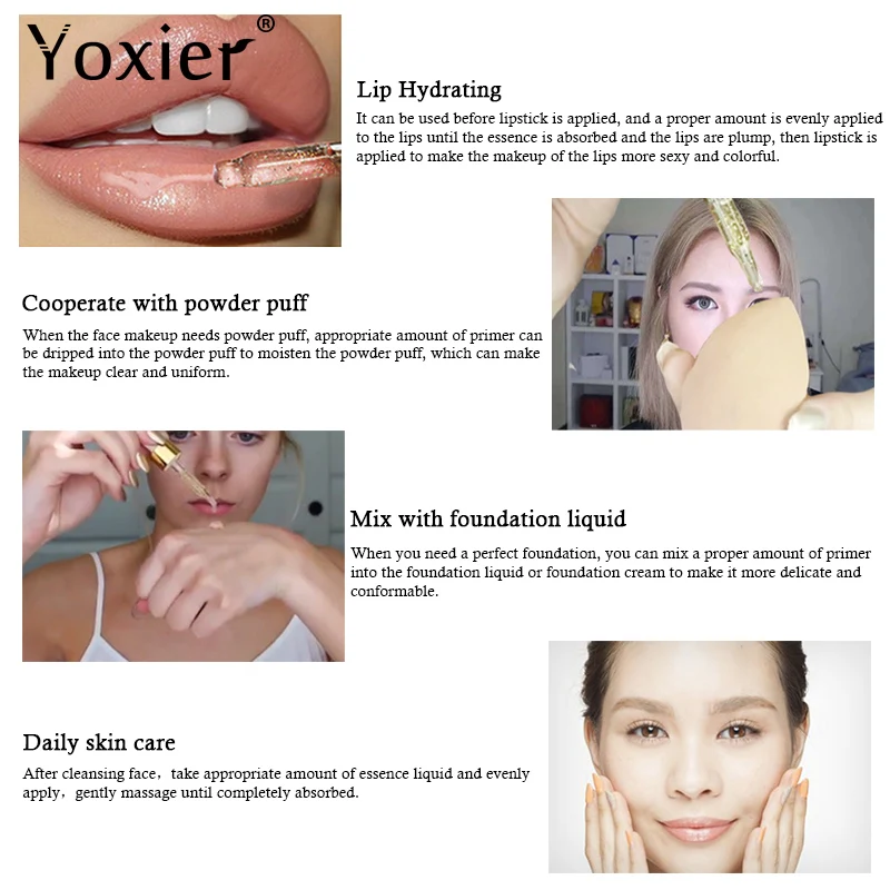 Yoxier Makeup Base 24k Gold Elixir Oil Control Moisturizing Whitening Essence Professional Matte Serum Series Foundation 5