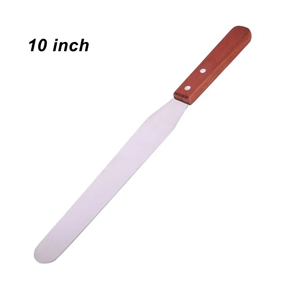 Smoother Butter Cream Spatula Icing Knife Cake Making Stainless Steel Bakery Tool Wood Handle Straight Frosting Spreader