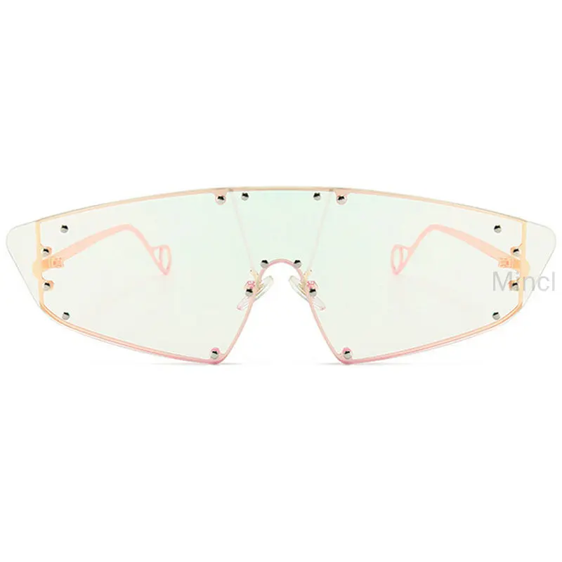 Цельные мужские VintageSunglasses для женщин кошачьи зеркальные заклепки красные золотые солнцезащитные очки для мужчин без оправы металлические мужские солнцезащитные очки FML