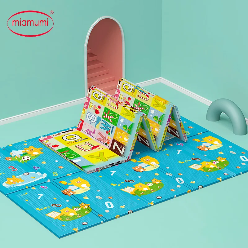 Складывающийся игровой коврик Miamumi с изображением животных алфавита, игровой коврик для малышей, одеяло для ползания, Складывающийся коврик, утолщенные коврики 1,5 см