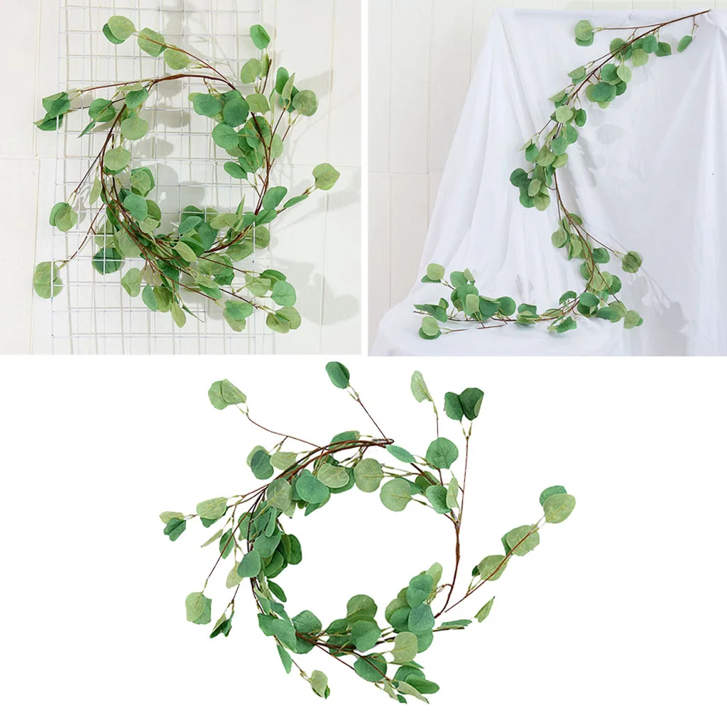 5.6ft Artificial Silver Dollar Eucalyptus Leaves Garland Faux Silk Greenery Vine