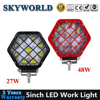 

SKYWORLD 2pcs 5inch LED Work Light 27W 48W Driving Offroad Light Bar Spotlights Fog For 4x4WD UAZ SUV ATV Truck Tractor 12V 24V