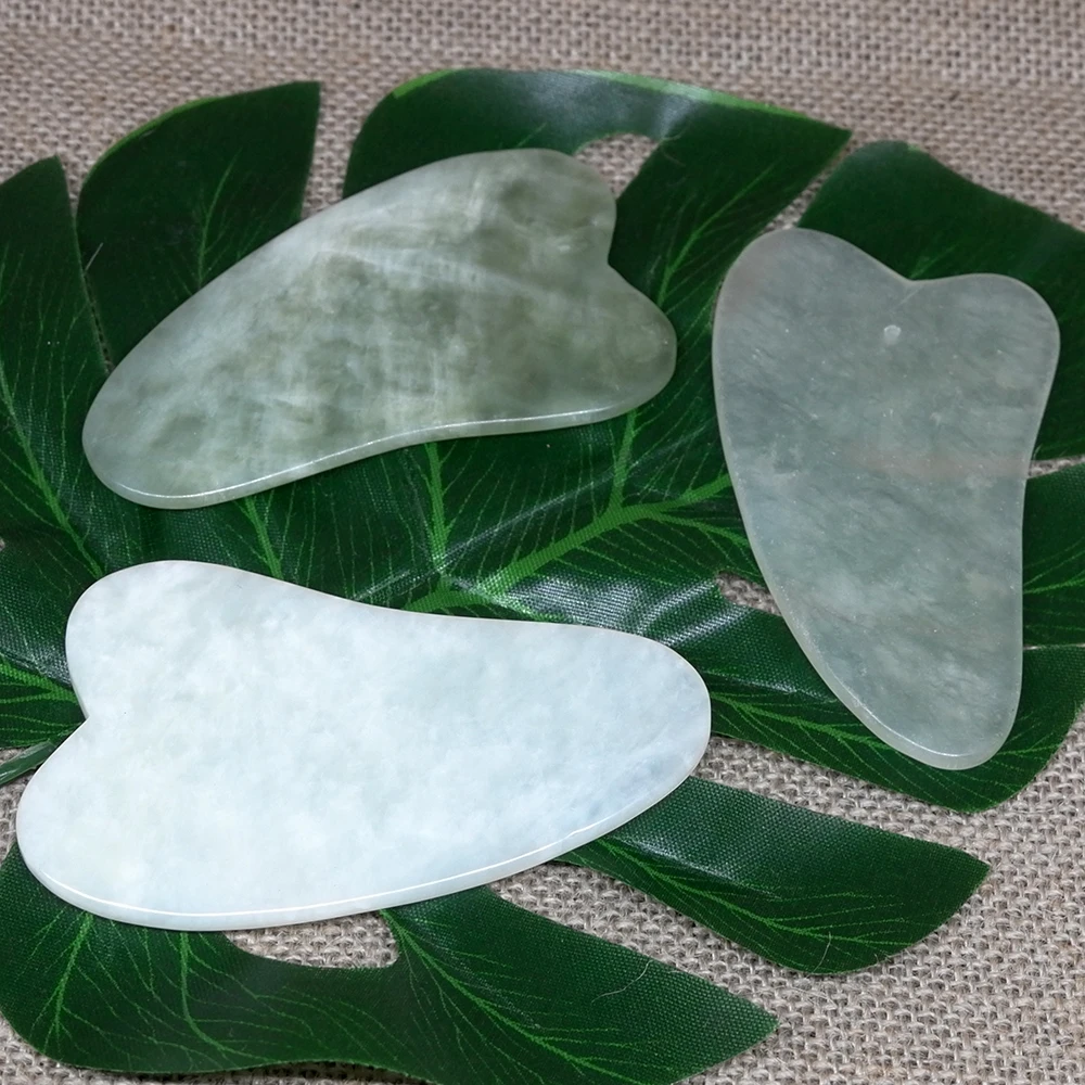 Jade Gua Sha соскабливающий массажер для тела, царапающийся камень Guasha, спа нефритовый скребок для лица, спины, забота о здоровье, против морщин