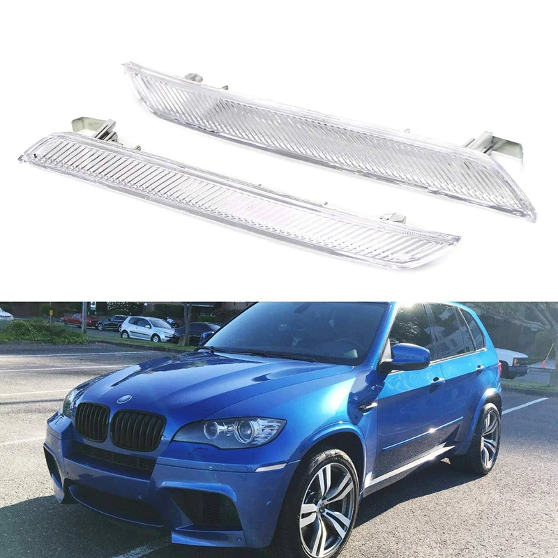 

2Pcs Euro Clear Lens Front Bumper Side Marker Reflector Lamps for BMW E71 X6 E70 X5M 2008-2014 Replace Sidemarker Lamps