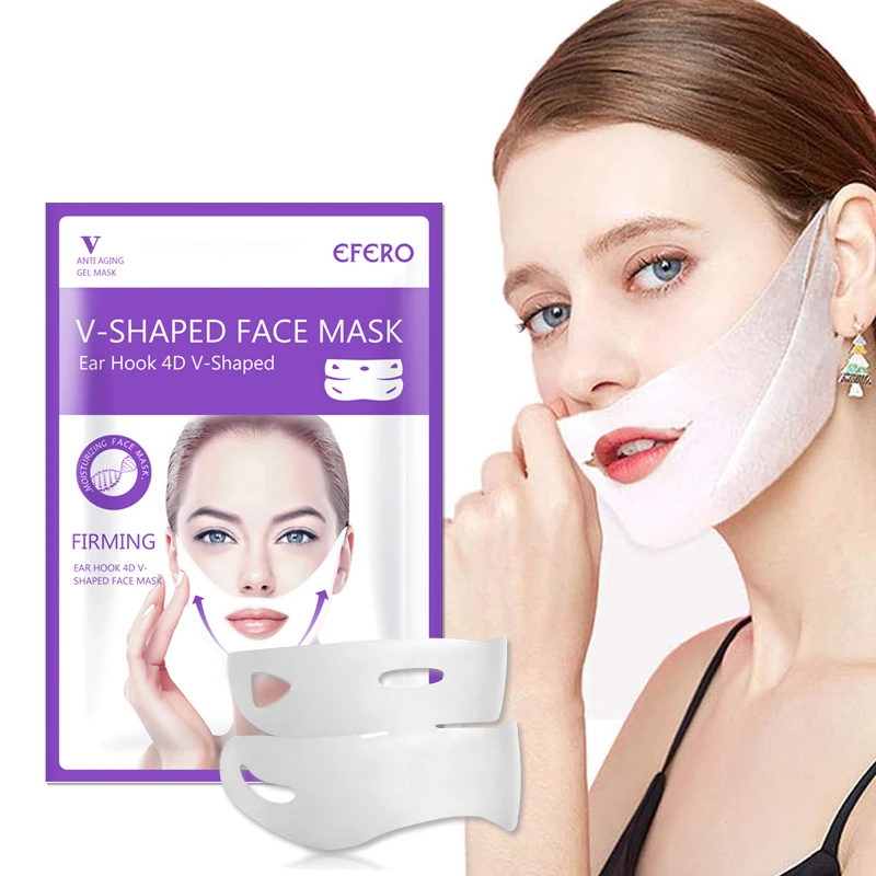 EFERO 2 шт. подъема маски для лица 4D V Форма уход за кожей лица маски до подбородка заячьи уши уход за кожей лица для похудения Чин проверить шеи
