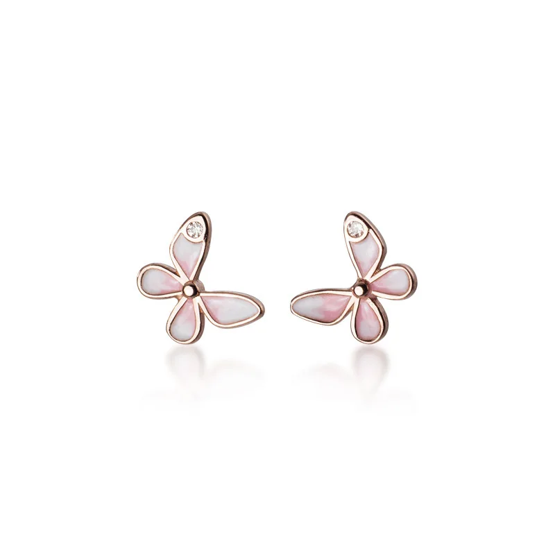 BUDROVKY Zircon Butterfly Insect Stud Earrings For Fashion Woman Cute Fine Jewelry Minimalist Accessori | Украшения и аксессуары