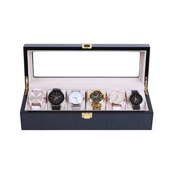 

6/10/12 slots luxury fashion men home black color carbon fiber watch box top quality watch storage box for men Watches 200803-26