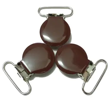 

25pcs 1'' 25mm #5 Brown Colored Enamel Round Shaped Suspender Clips