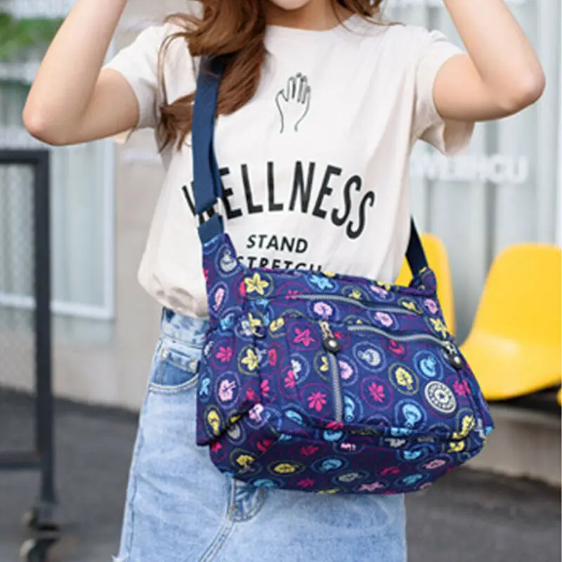 Сумки через плечо для женщин нейлоновые сумки на молнии женская наплечная сумка с модным принтом квадратная сумка женская сумка через плечо