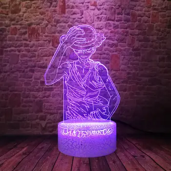 

Flashing 3D Illusion LED Desk Nightlight Colorful Changing Light Model One Piece Luffy Anime action & toy figures