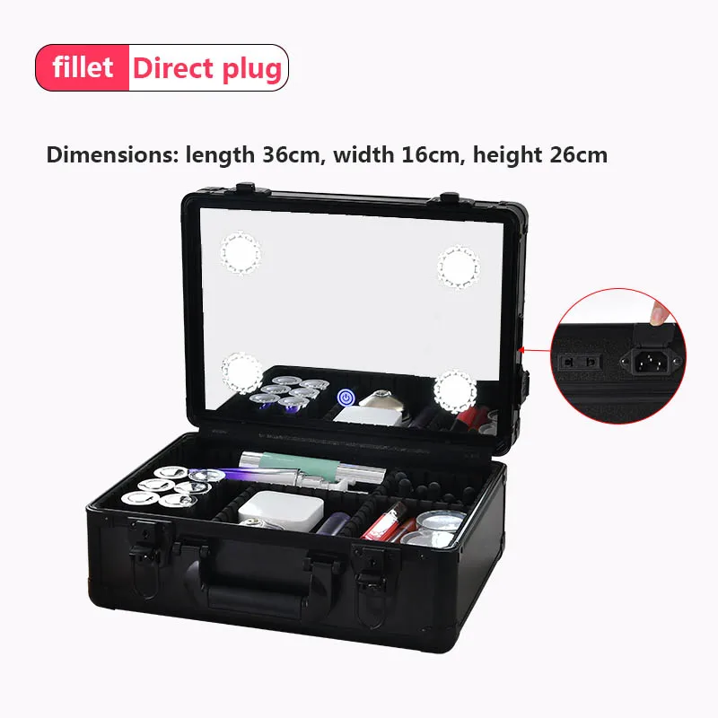Suitcases Makeup Case Beauty Manicure Suitcase Travel Women's Cosmetic Organizer Luggage Boxes With LED Lamp Storage Toolbox