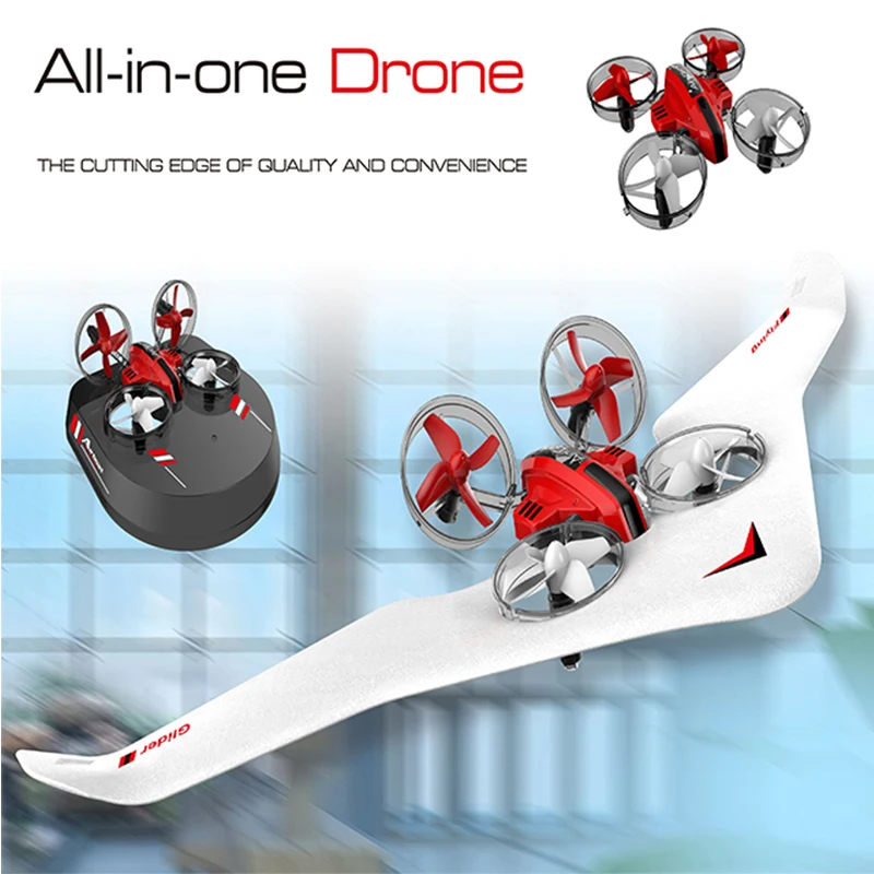 

3 In 1 RC Drone Land Sky Mode 2.4Ghz Remote Control RC Drone Hovercraft Fixed Wing Glider RC Quadcopter Toys Gift