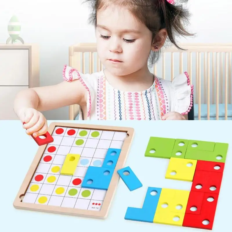 Логическое мышление коробка игровой набор здание BlocksWooden настольная игра-головоломка набор детей Обучающие Развивающие игрушки