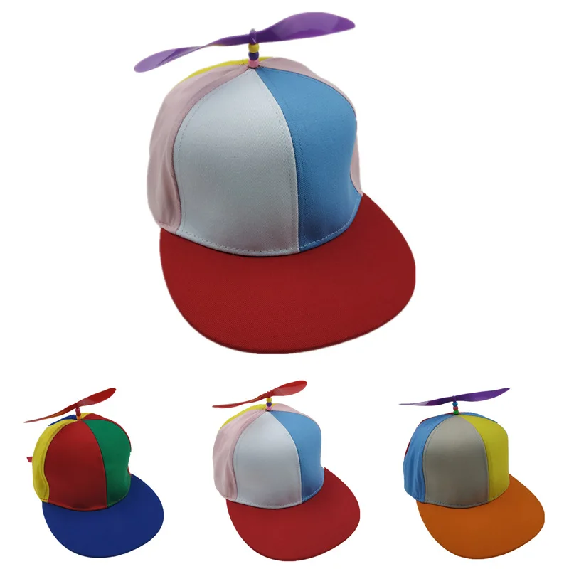 

Summer Women Men Helicopter Propeller Baseball Caps Colorful Patchwork Sun Cap Children Kids Adjustable Snapback Dad Hat