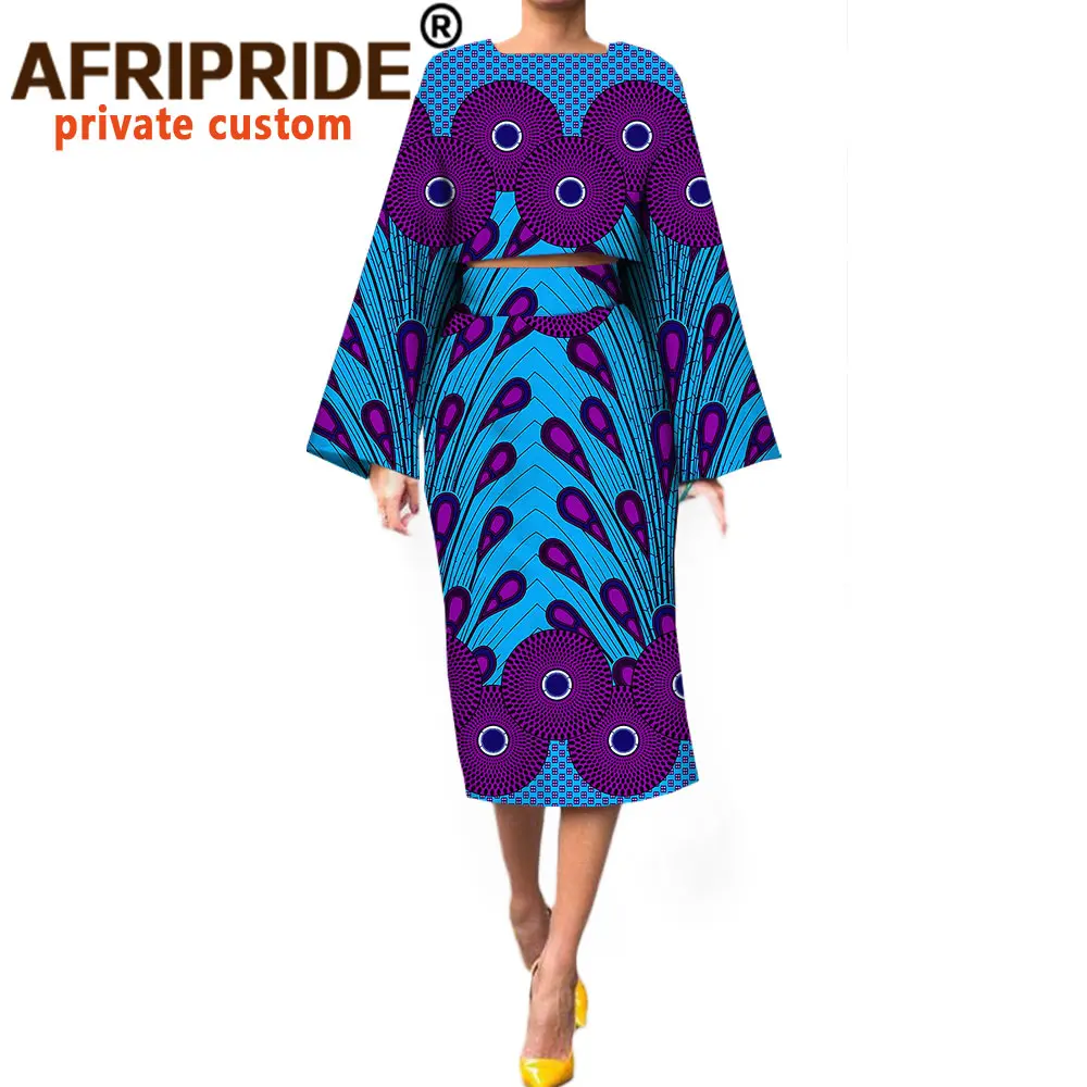 2018 женский костюм AFRIPRIDE частный на заказ длинный широкий рукав короткий топ +