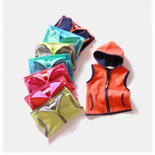 Двусторонний плюшевый жилет с капюшоном в Корейском стиле 18 детский флисовый жилет для мальчиков и девочек