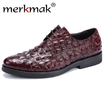 

Men Crocodile Pattern Pointed Toe Lace Up Genuine Leather Dress Footwear Big Size Business Formal Shoes Wedding Party Shoes