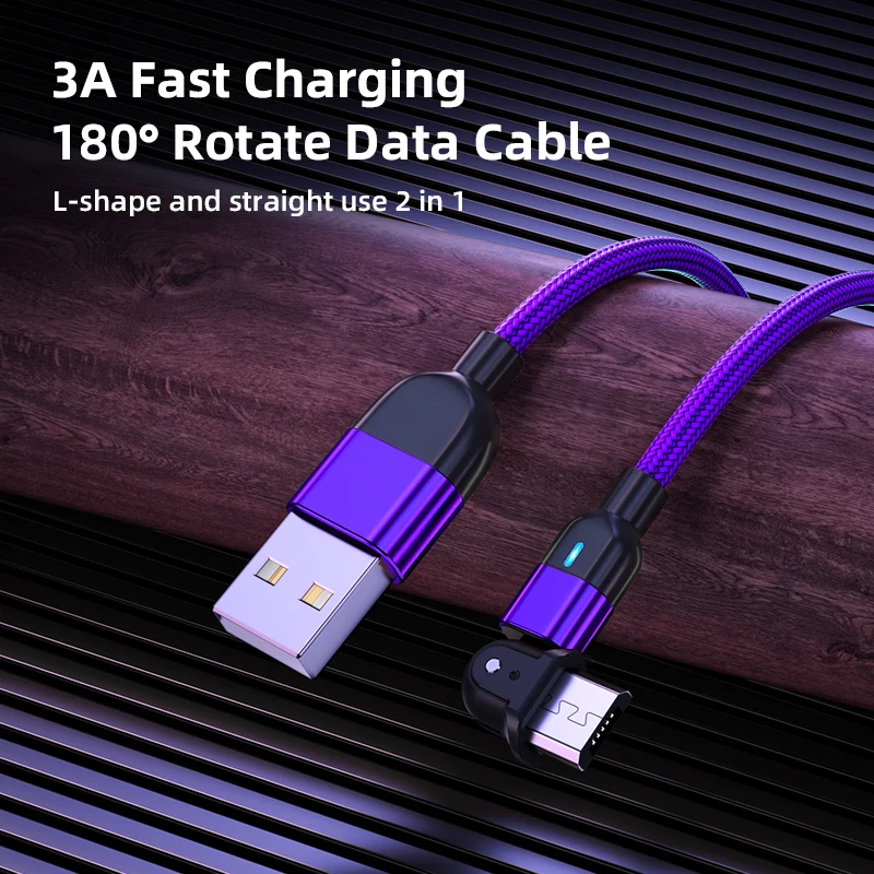 Кабель Micro USB с поворотом на 180 ° для передачи данных кабель быстрой зарядки Xiaomi Paly