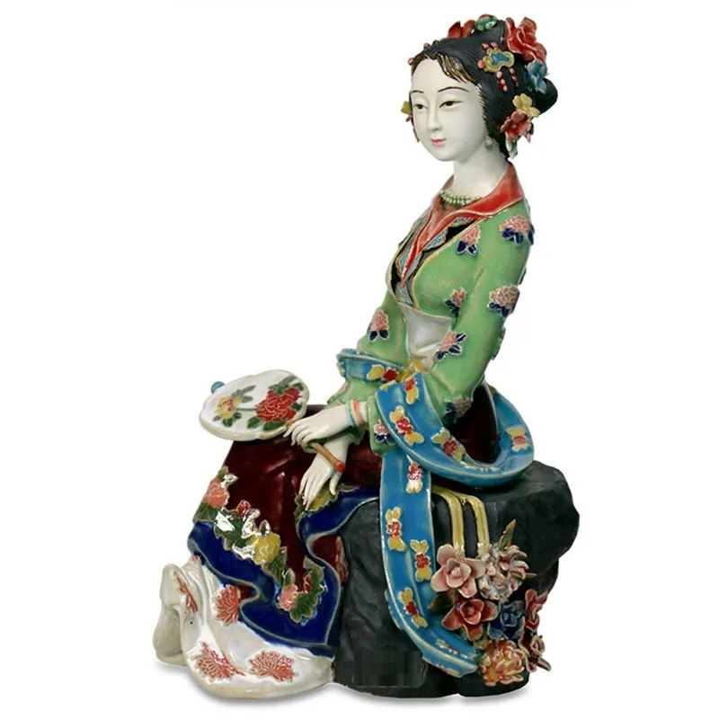 Китайские антикварные Jinling Twelve красивые женские статуэтки старинный фарфор кукла женщина скульптуры домашний декор Коллекционная R2399