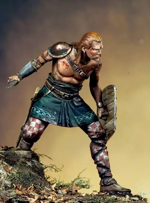 

Unassambled 1/24 75mm ancient warrior with Sword and base Resin figure miniature model kits Unpainted