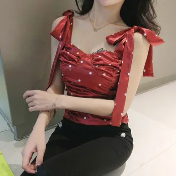 

bow knot strap women camis femme sexy dot camisole women's sexy tanks tops satin camis