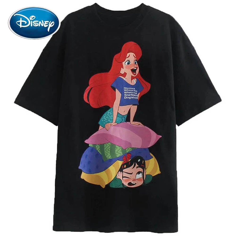 Disney T Shirt Wreck It Ralph The Little Mermaid Ariel Vanellope Von Schweetz Cartoon Print Short Sleeve Women Female Tee Tops T Shirts Aliexpress