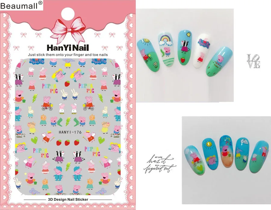 

Cartoon Patterns !Nails Art Manicure Back Glue Decal Decorations Design Nail Sticker For Nails Tips Beauty
