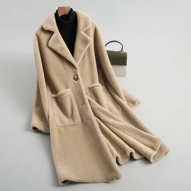 

Shearing Sheep Women Coats 2020 Real Wool Fur Coat Female Thick Warm Winter Jacket Women Outerwear WYQ2054