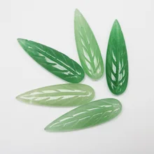 Natural Green Aventurine Stone Hand-Carved Leaves Gem pendant for diy jewelry making necklace Accessories 10pcs